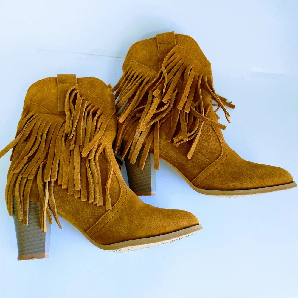 Miss & Mr. Foot Women's Fringe Suede Ankle Boots - Picture 6 of 14